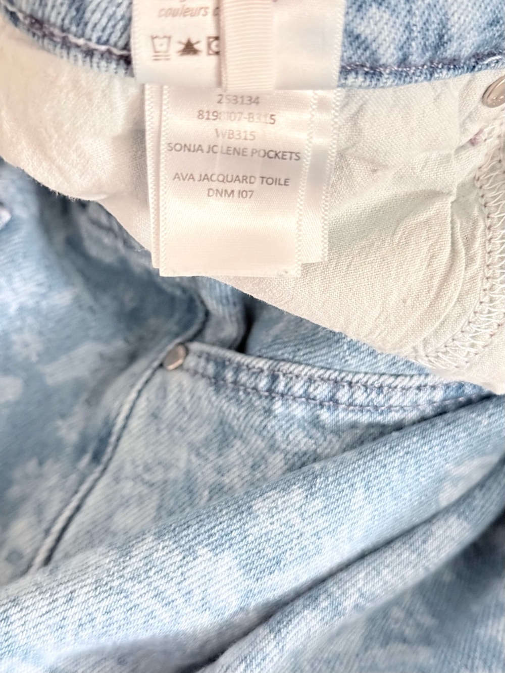 PAIGE Sonja Wide Leg Jeans Ava Jacquard Toile Floral Blue Size 29 - Picture 8 of 10